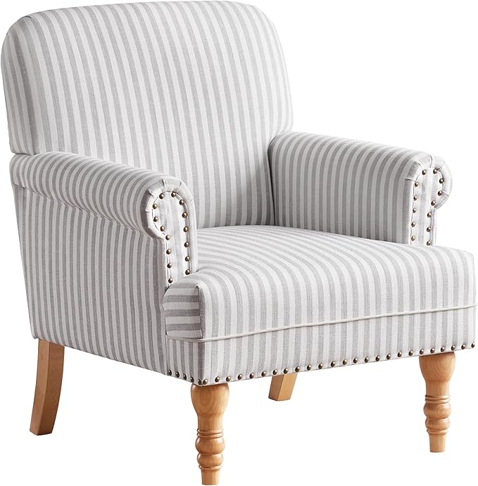 HUIMO Linen Fabric Accent Chair, Mid-Century Modern Armchair