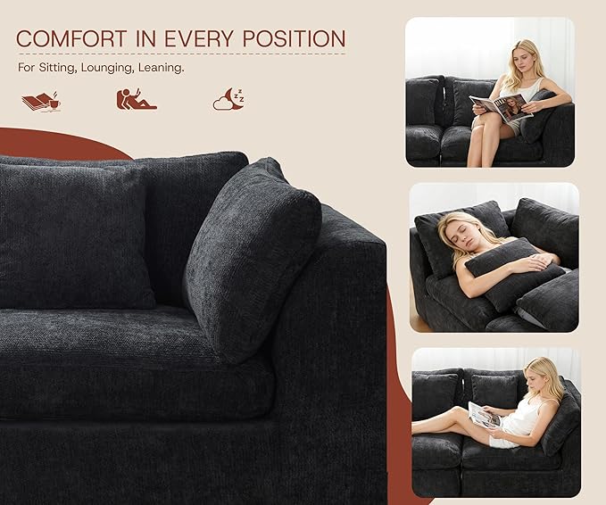 110'' Oversized Cloud Sectional Boneless Couch