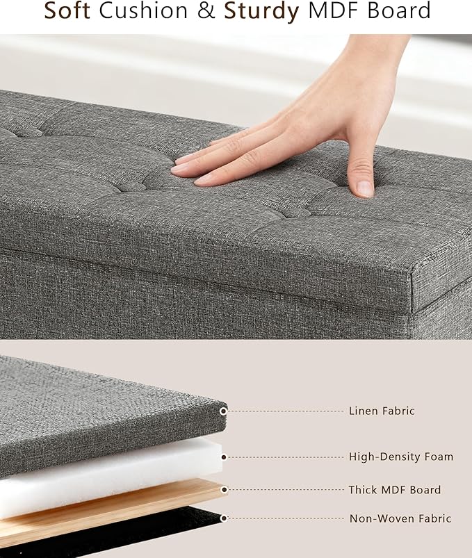 GLAXYFUR 43.3 inches Folding Storage Ottoman Bench Storage Chest Footrest