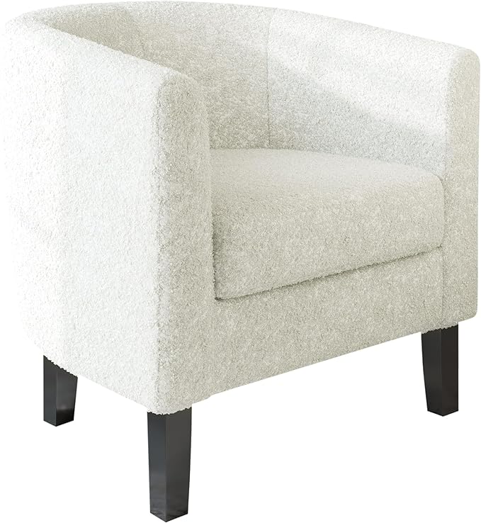 BELLEZE Accent Barrel Chair, Linen Round Chair Club Tub Sofa Corner Chair