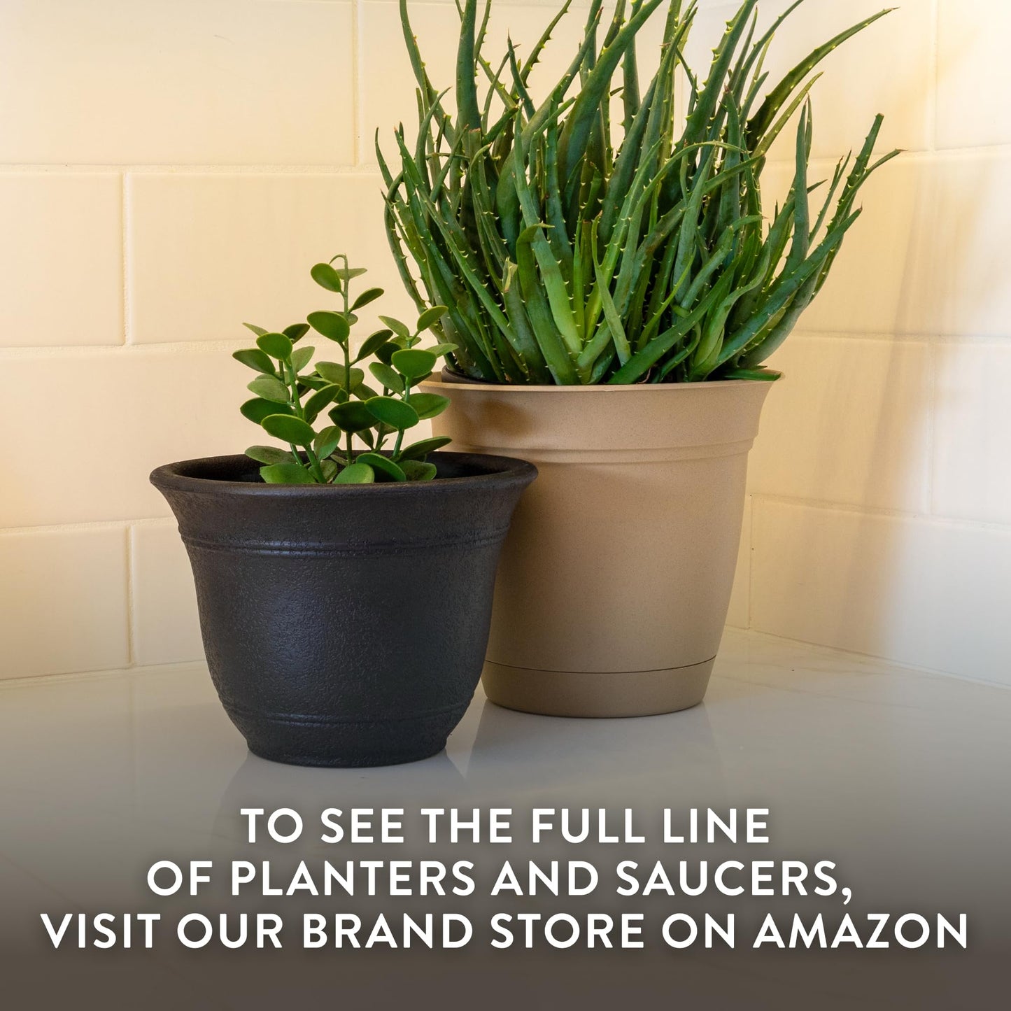 The HC Companies Sierra Round Self-Watering Pot - Lightweight Plastic Planter for Herbs & More - Durable Plant Pots for Indoor Plants & Outdoor Plants (7.5” Rustic Redstone, Pack of 2)