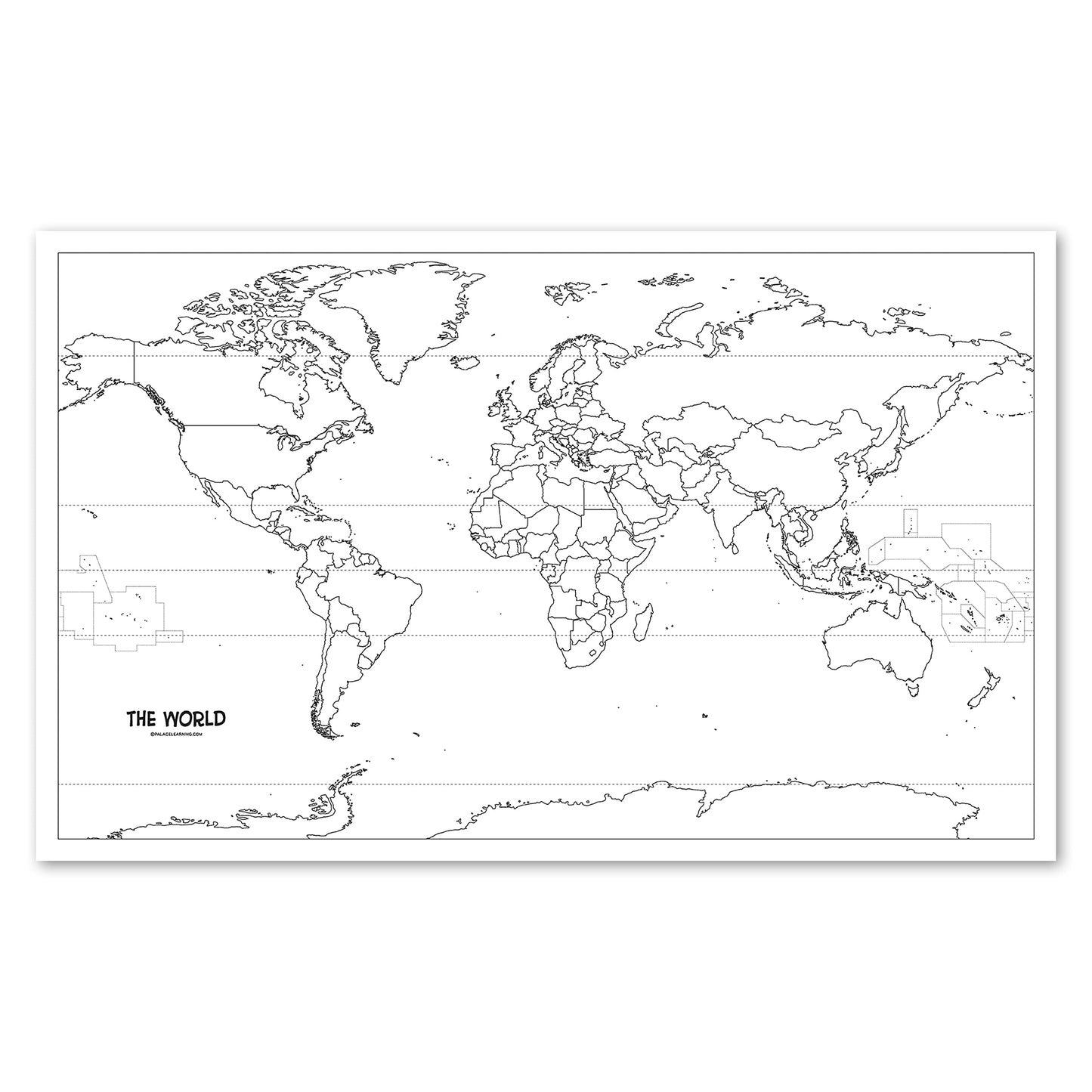 2 Pack - USA & World Map Blank Outline Posters - LAMINATED, 18" x 29" - (Wet Erase Markers Only)