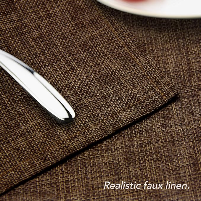 BALCONY & FALCON Faux Linen Placemats Set of 4 Washable Place Mats Heat