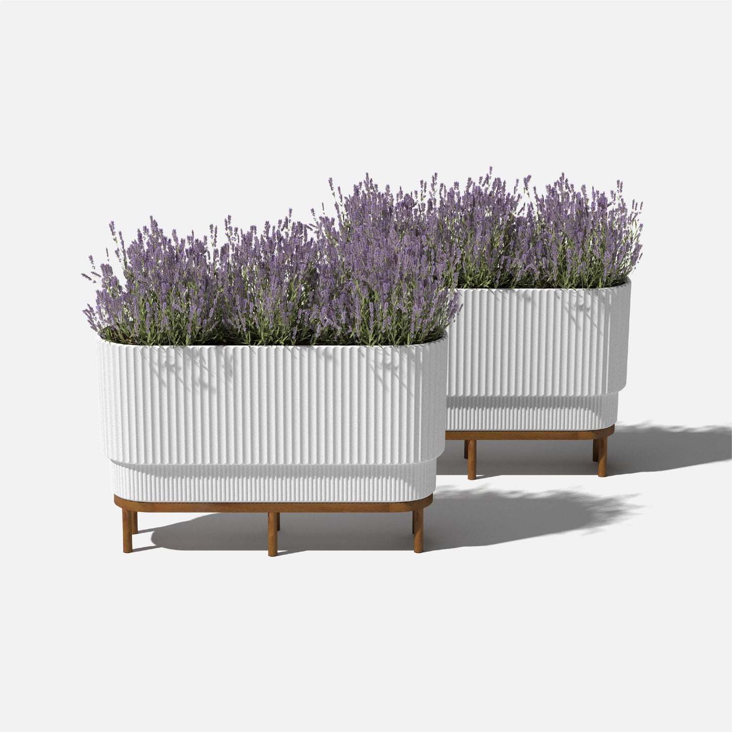 Veradek Demi Series Raised Long Planter for Indoor/Outdoor Use | Made from Plastic & Stone w/Wooden Stand | Modern Patio Décor for Flowers/Shrubs