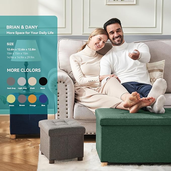BRIAN & DANY Ottoman with Storage, Small Storage Ottoman