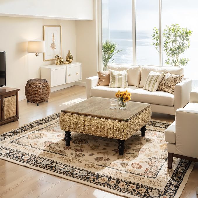 31.5" Lift Top Coffee Table for Living Room, Square Farmhouse Coffee Table
