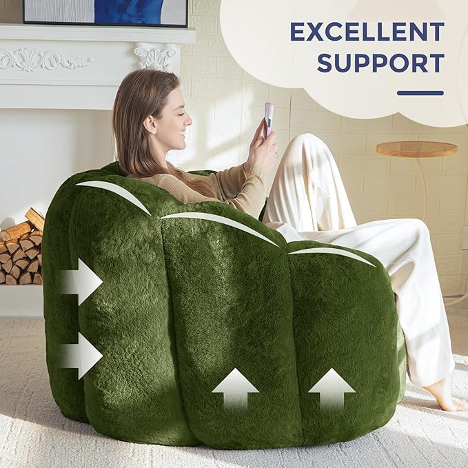 MAXYOYO Bean Bag Chair for Adults, Floral Shaped Bean Bag Sofa, Ultra Soft Faux