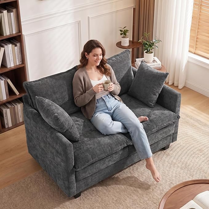 Loveseat Sofa Cloud Sofa Couch 50'', Modern Loveseats 2 Seat Couch 27" Deep Seat