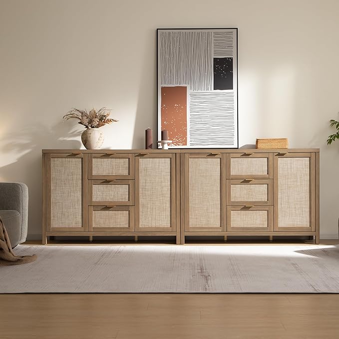 SICOTAS Rattan Large Sideboard Buffet Cabinet