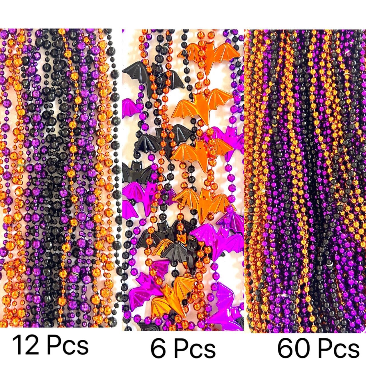 YSPPF 102 Pcs with 5 Styles Halloween Themed Set Beads Necklaces Orange Black Purple White Halloween Pirate Festival Bead Necklaces Party Supplies