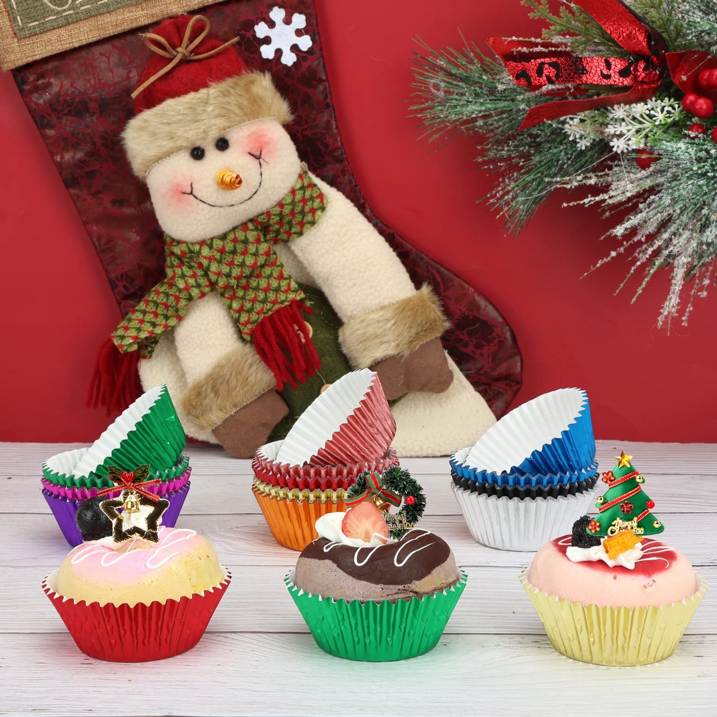 BAKHUK 500pcs Cupcake Liners for Baking, Foil Cupcake Liner, Standard Size 2 Inches 10 Colors Cupcake Liners