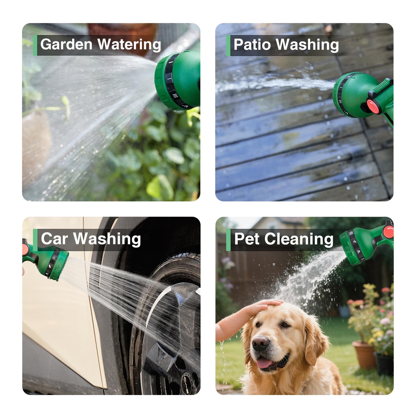 OasisTrim 1/2" x 50FT Retractable Garden Hose Reel,With 10 Patterns Spray Nozzle,Portable Heavy Duty Garden Hose Holder for Garden Watering,Car & Patio Washing,Pet Cleaning(Green)