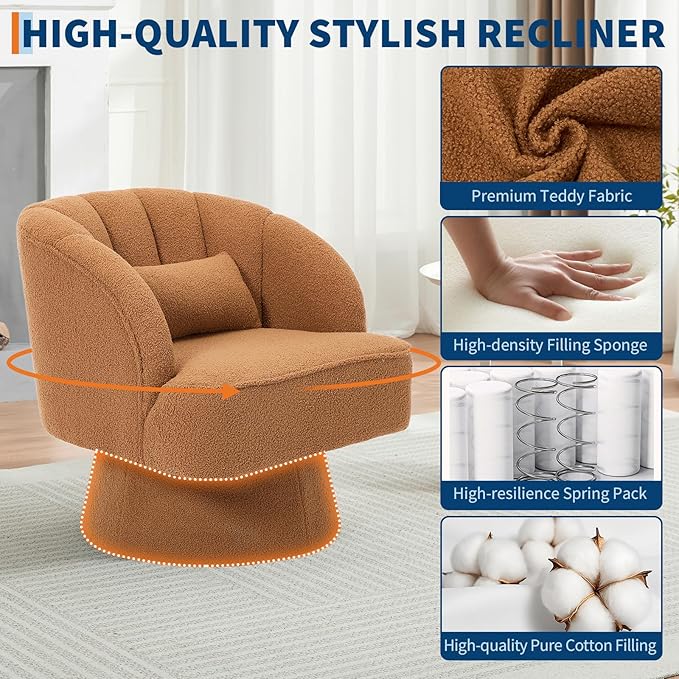 Garvee Ultra-Plush Swivel Accent Chair, 360° Barrel Lounge Chair