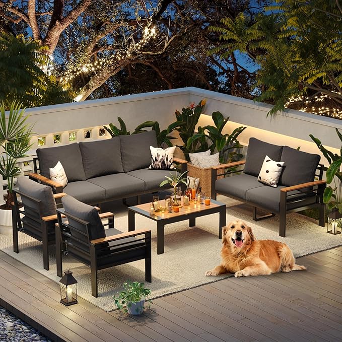Aoxun Aluminum Patio Furniture Set 7 Seats, Oversized Outdoor Sectional