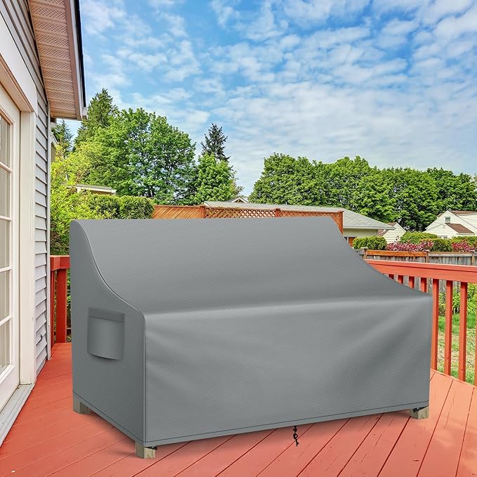 WLEAFJ Patio Sofa Cover Waterproof, 3-Seater Outdoor Sofa, Heavy Duty Deep