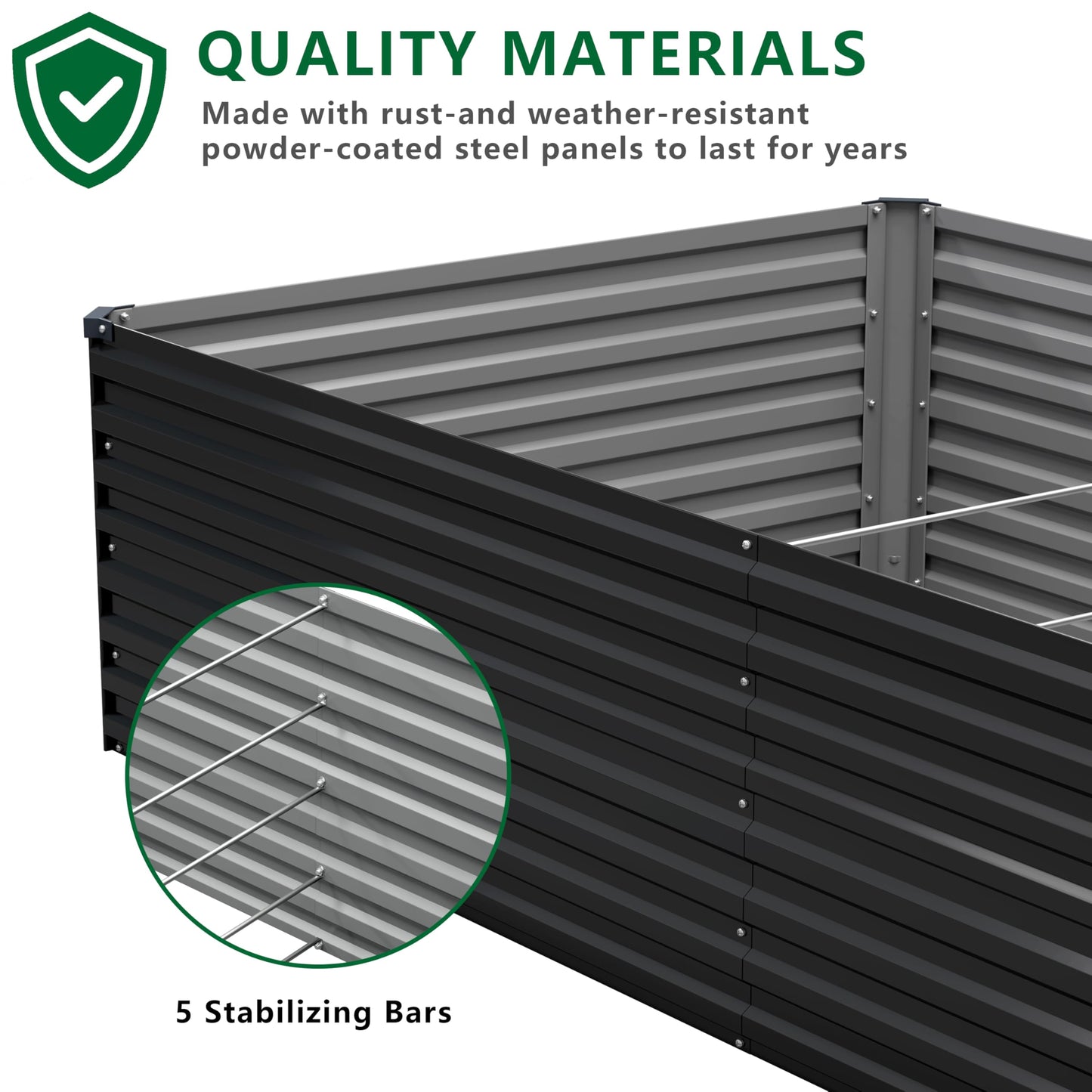 DIIYIV Galvanized Raised Garden Bed Kit Outdoor Patio,8x4x2ft Large Rectangular Metal Planter Boxes,Deep Root Box Planter for Gardening,Vegetables,Flowers,Herbs-Black