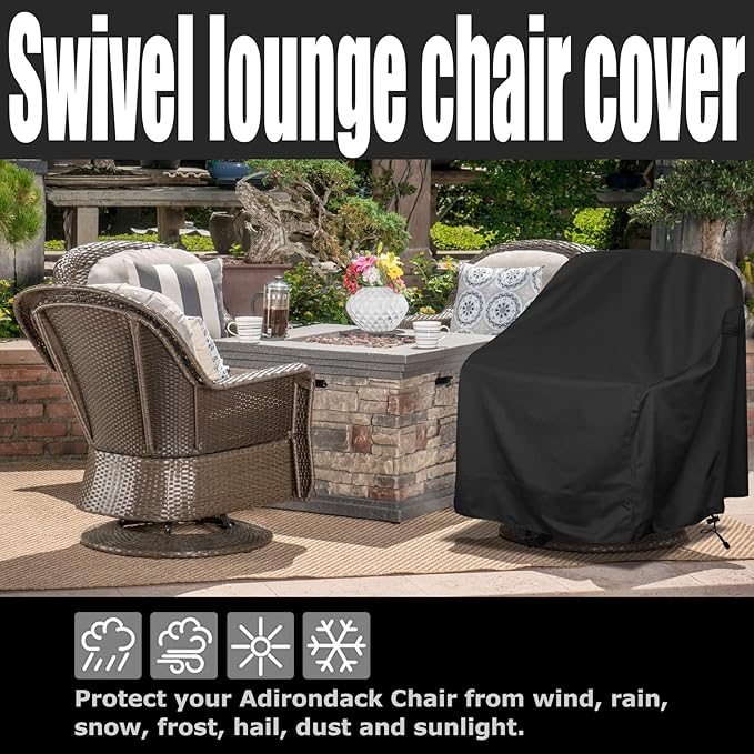 Outdoor Swivel Lounge Chair Cover 1 Pack, Fits to Lawn Patio Chairs, Waterproof