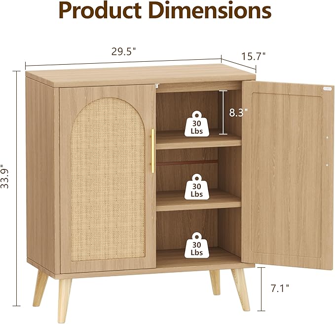 Set of 2 Rattan Buffet Cabinet