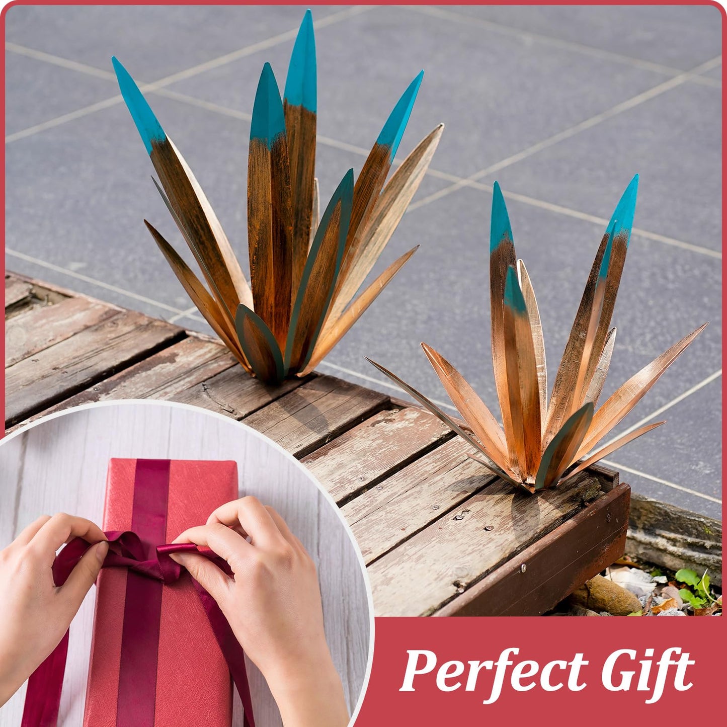 VChymm 2pcs Metal Tequila Country Sculpture DIY Tequila Plant Home Decor Country Tequila Garden Ornament Indooutdoor Statuette Patio Lawn Patio Stake Decoration Gift to The Garden 12“