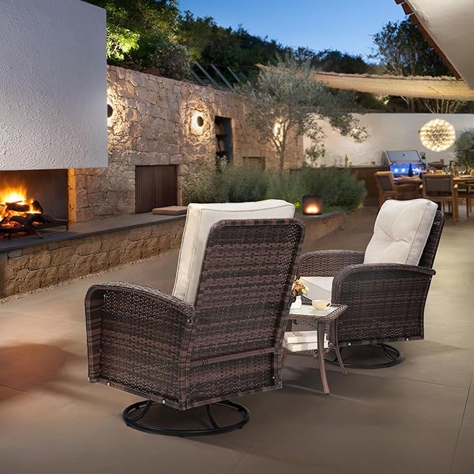 wildformers Luxury Outdoor Swivel Wicker Glider Patio Chairs