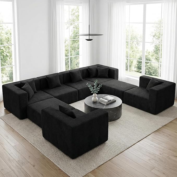 MONVANE Modular Sectional Sofa, Oversized 8 Seat Convertible U Shaped Couch