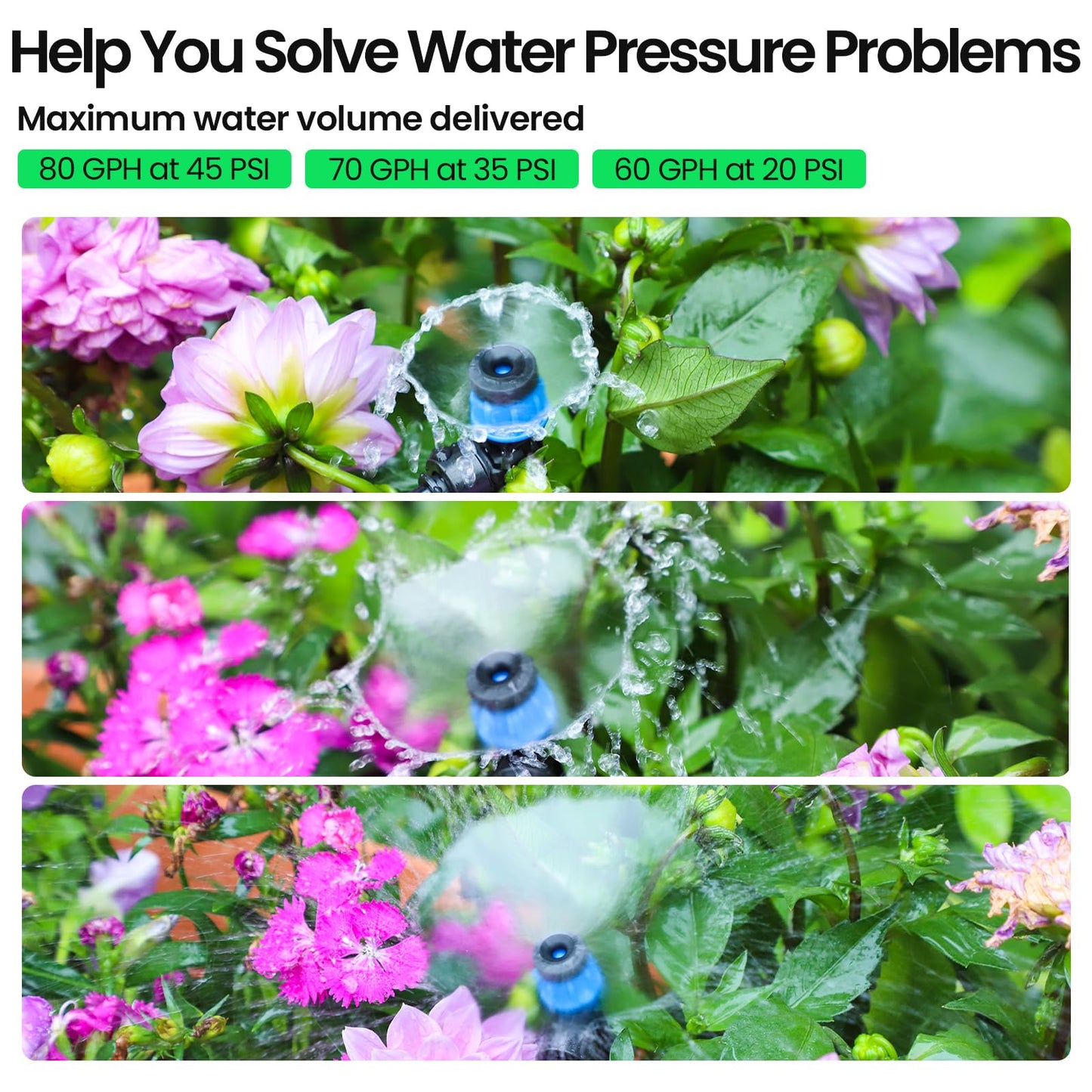 MIXC 25 FT 1/2 Inch Drip Irrigation Tubing Kit:Premium Garden and Landscape Watering System with 2 Quick Connector 4-Way Connector