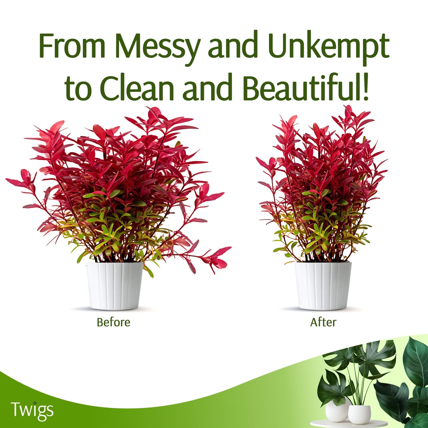 Twigs GA - Stackable Plant Support Stakes, Indoor & Outdoor Houseplant Stem Support, Garden Accessories, Durable Trellis Alternative for Climbing & Potted Plants - Begonia Red, 3 Pack, 17" L