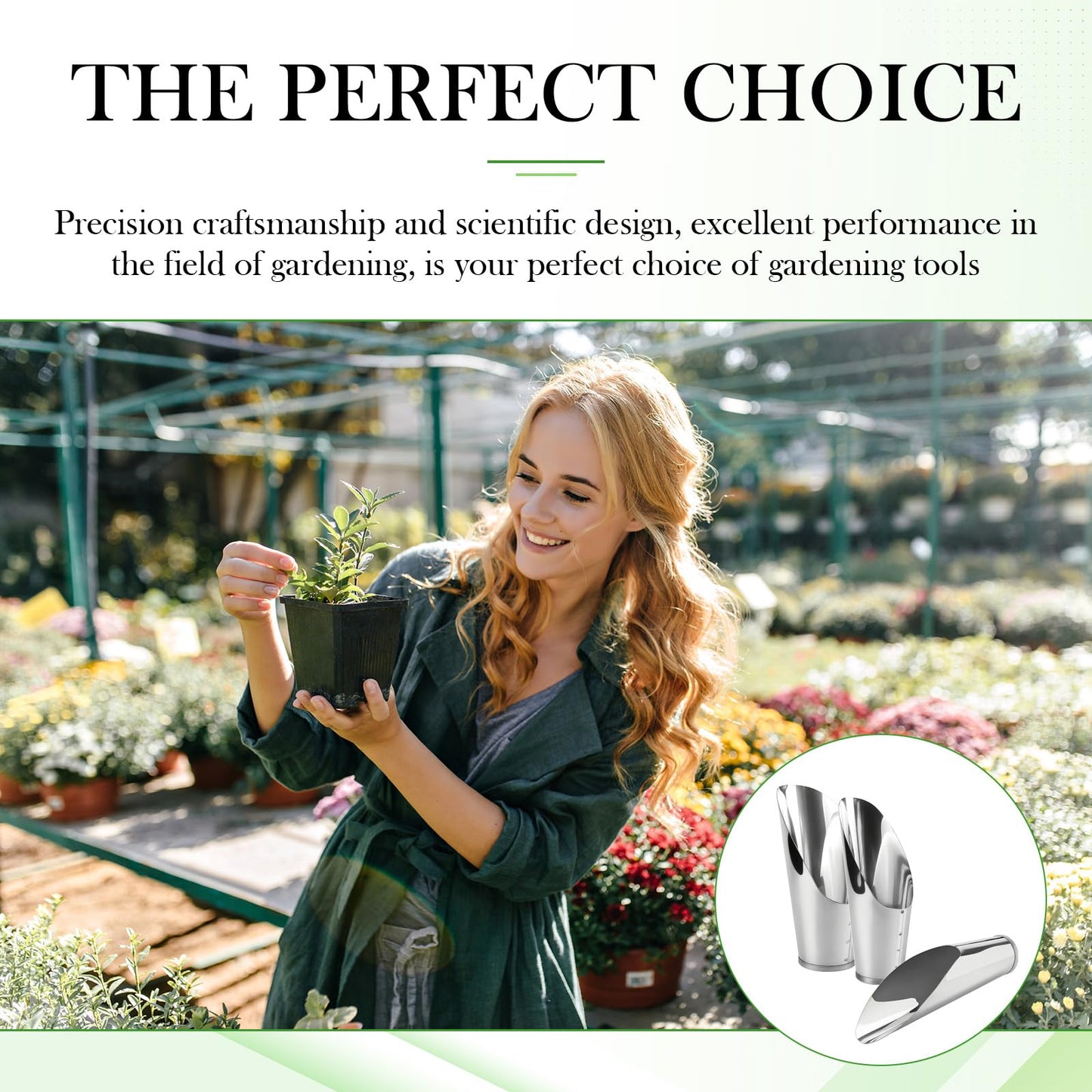 3Pcs Stainless Steel Soil Scoop Set - Bonsai Shovel Tools for Repotting, Succulent Planting, Gardening Small Metal Hand Spade Trowel (Silver)