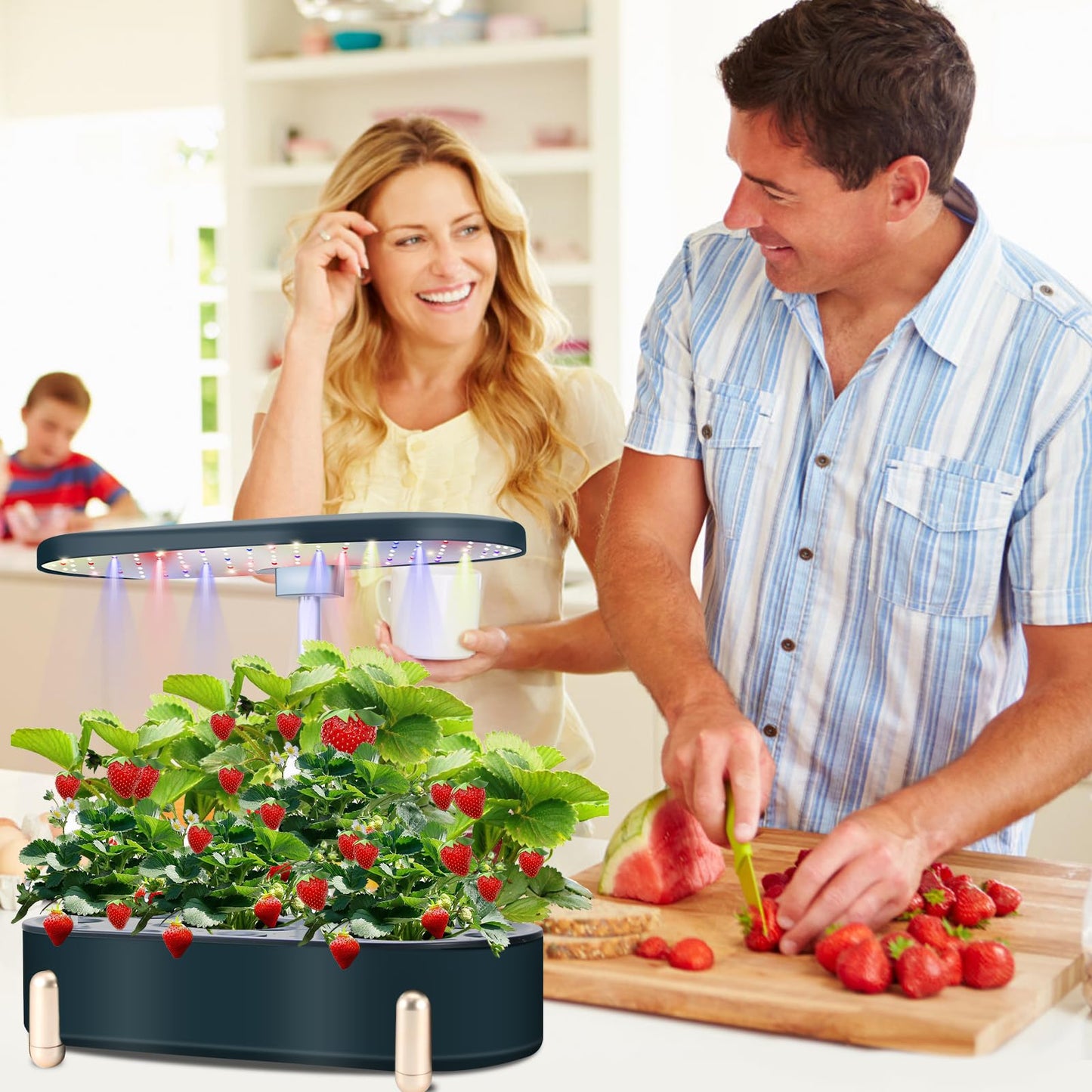 Indoor Garden Hydroponics Growing System12 Pods Plant Germination Kit Aeroponic Herb Vegetable Growth Lamp Countertop with LED Grow Light Hydrophonic Planter Grower Automatic Water Circulation (Green)