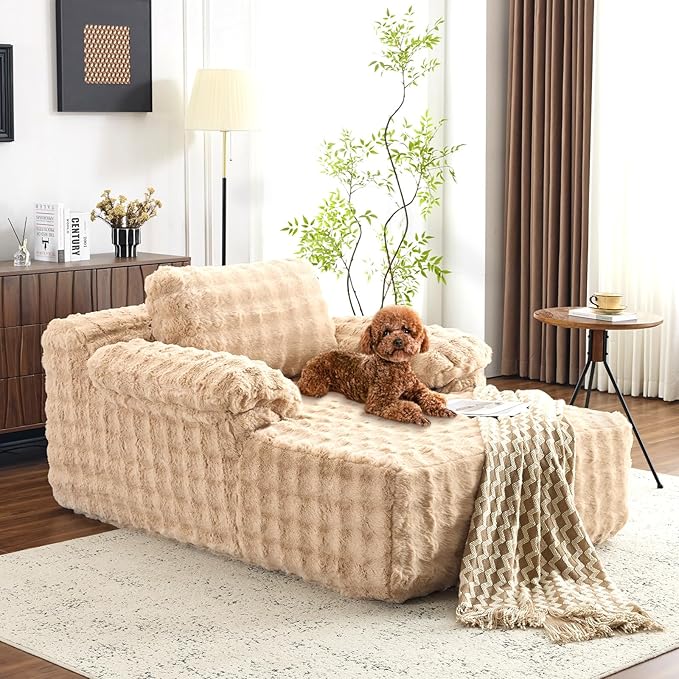 VINGLI Boneless Chaise Lounge Chair Indoor, 55.5" Deep Seat Sleeper Sofa Bed