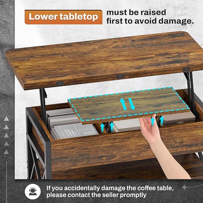 Itaar 40" Lift Top Coffee Table, 4 in 1 Coffee Tables