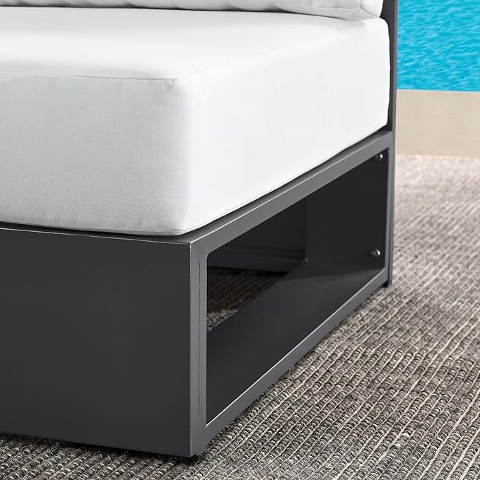 Modway Tahoe Aluminum Armless Patio Gray White Modular Weather-Resistant