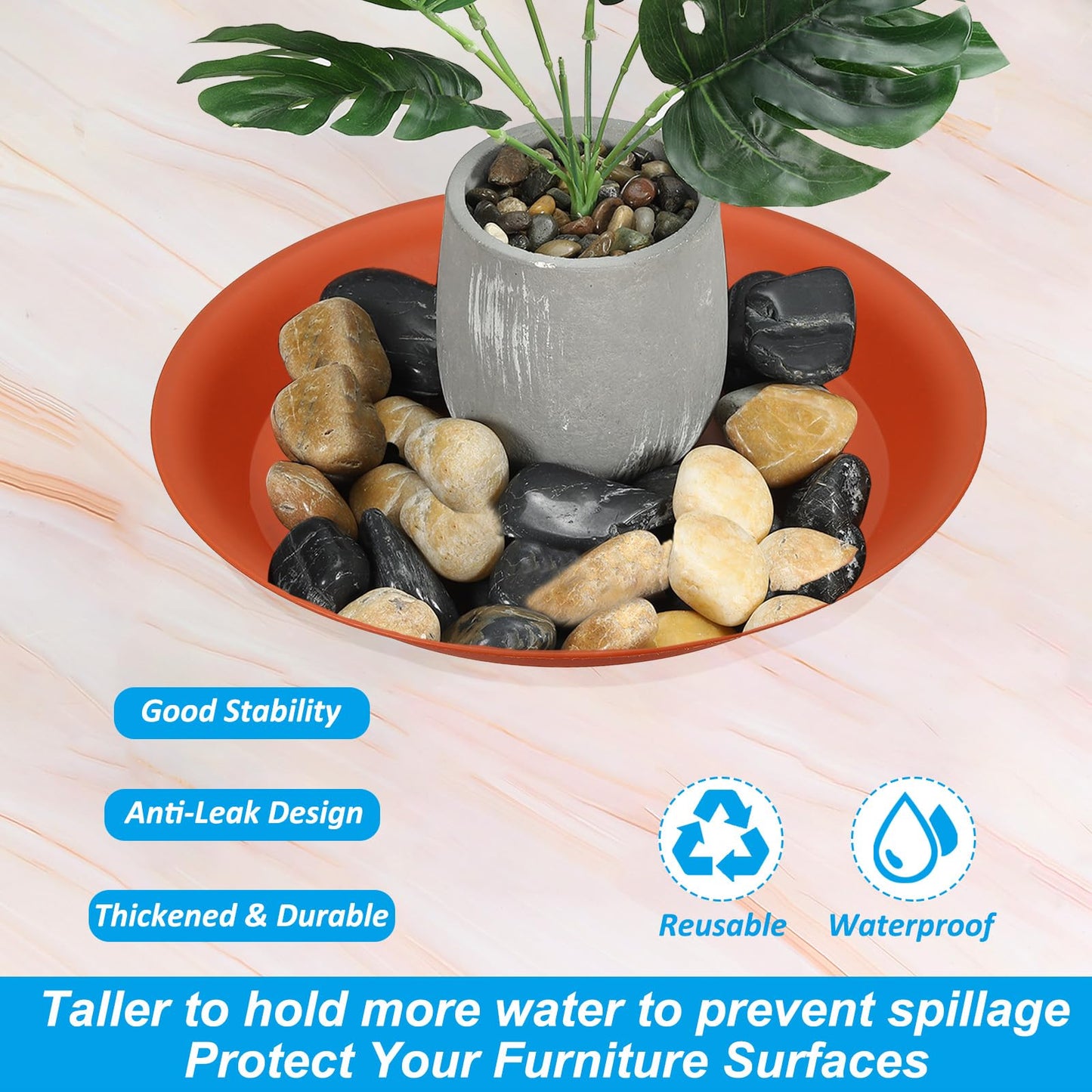 PATIKIL 10 Inch Plant Saucer Tray, 5 Pack Plastic Drip Tray Round Collects Excess Water Flower Pot Drainage Trays for Heavy Indoor Outdoor Pan, Yellow