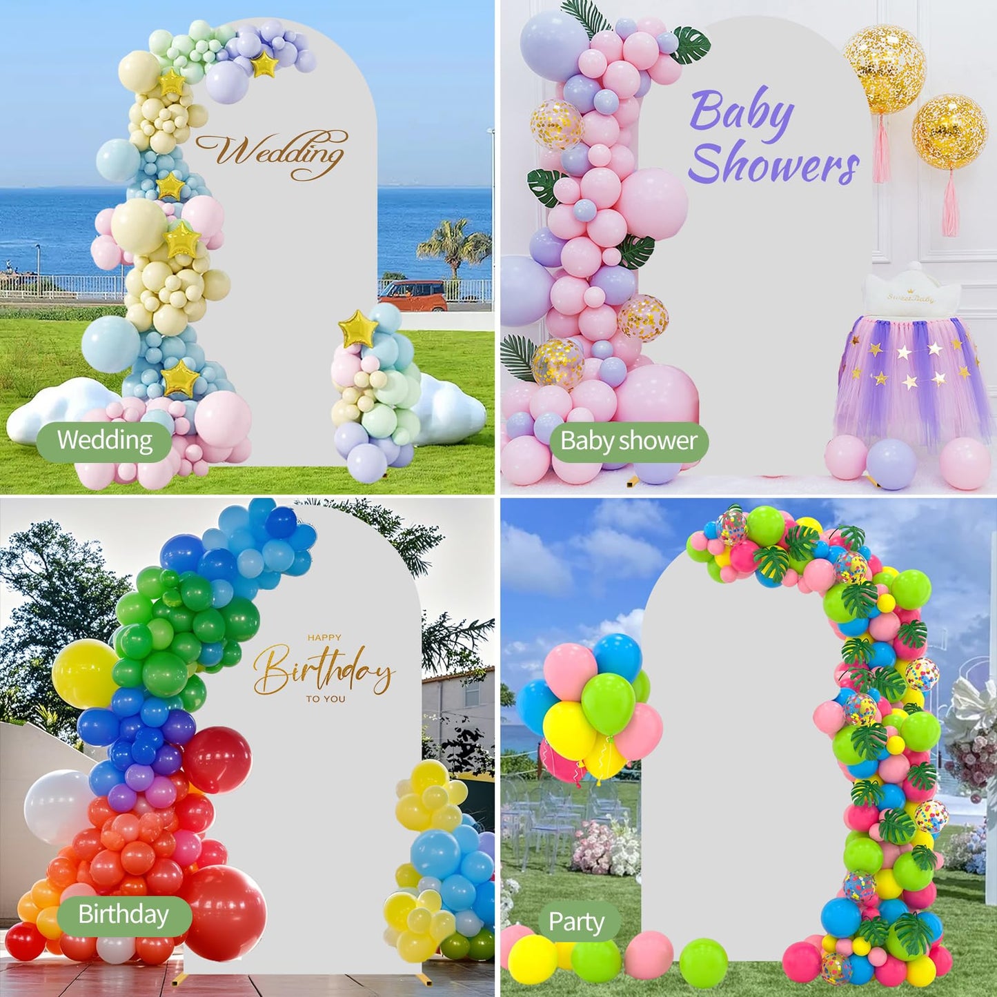 Metal Arch Backdrop Stand 7.2FT Gold Wedding Balloon Arched Backdrop Stand Square Arch Frame for Birthday Valentines Day Party Bridal Baby Shower Ceremony Decoration