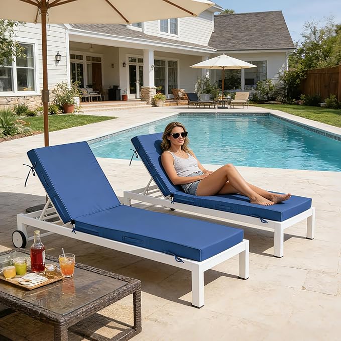 72x21x4in Lounge Cushions for Outdoor Furniture, Outdoor Lounge Chair Cushions