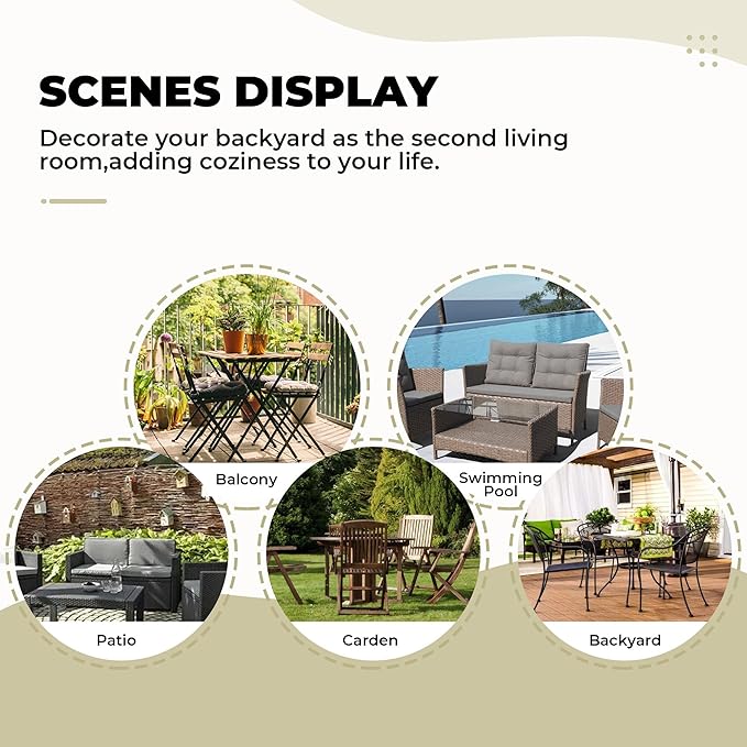 DANGHOOGY Wicker Chair Cushions, Waterproof Outdoor Loveseat Cushions