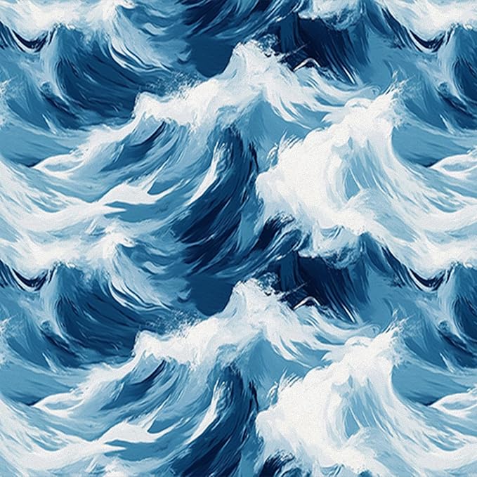 HOMETITUTE Blue Wave Pattern Wallpaper Peel and Stick Self Adhesive Vinyl Wall
