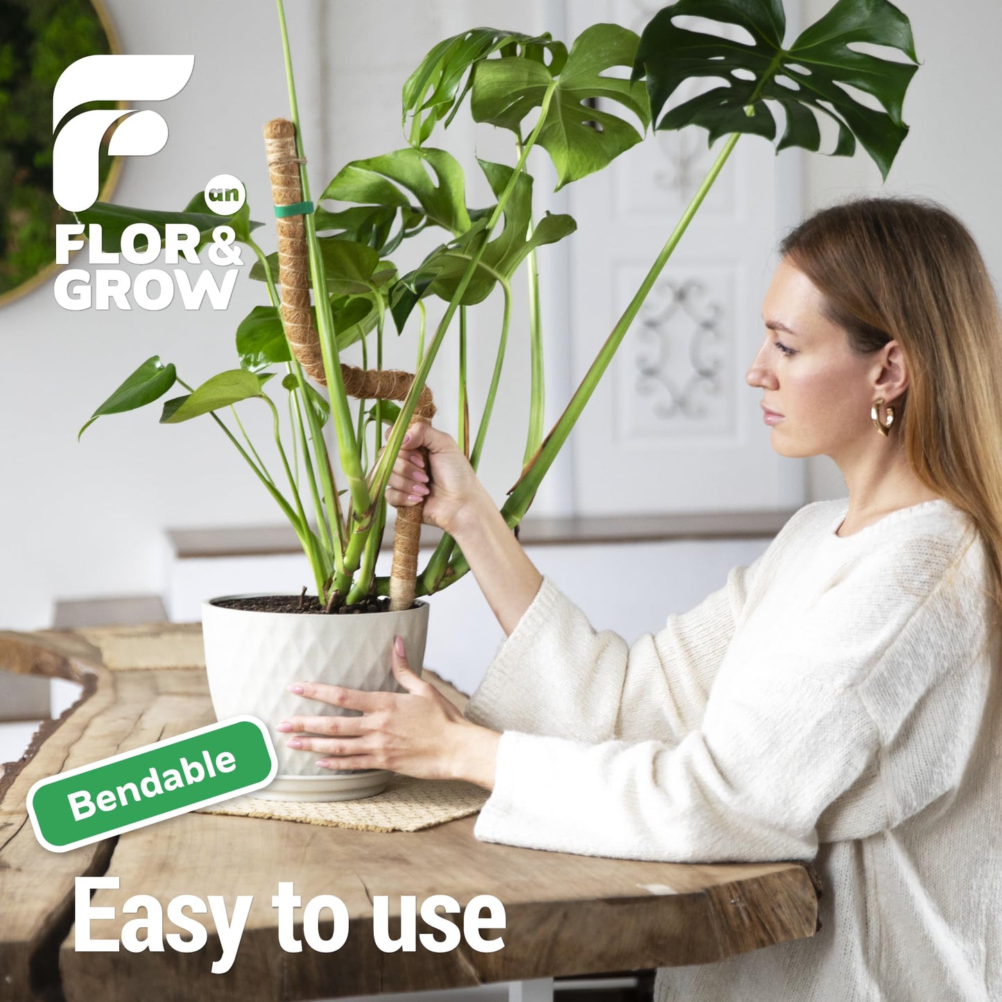 2 Pack 48" Sturdy Easy to Use Moss Pole Monstera Plant Support Stakes - Plant Stakes for Indoor Plants, Moss Poles for Climbing Plants, Tutores para Plantas Trepadoras Monstera Support Sticks