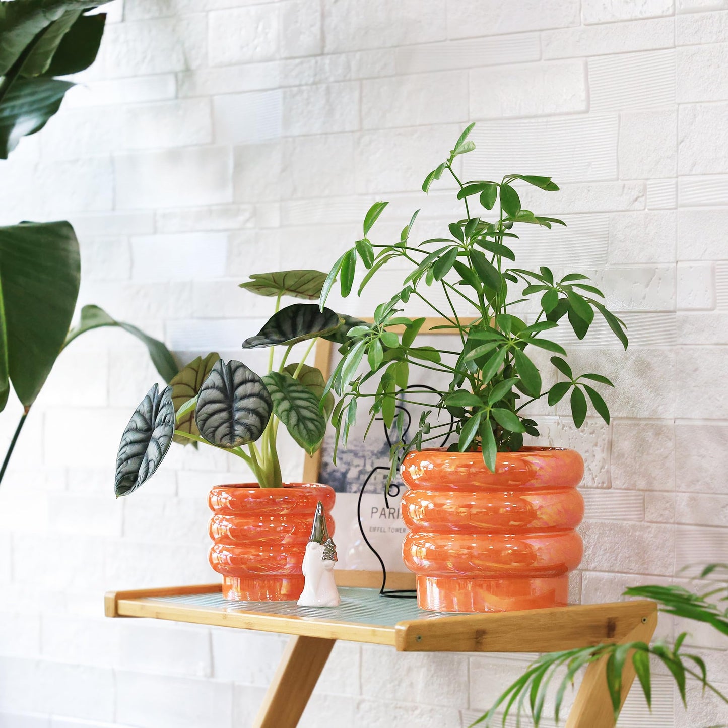 YFFSRJDJ 7.8 Inch Ceramic Plant Pots for Indoor Plants, Rainbow Pearl Glaze Planter with Planters for Plants with Drainage Hole, Orchid Pots, Succulent Pot, Flower Pot (Orange)
