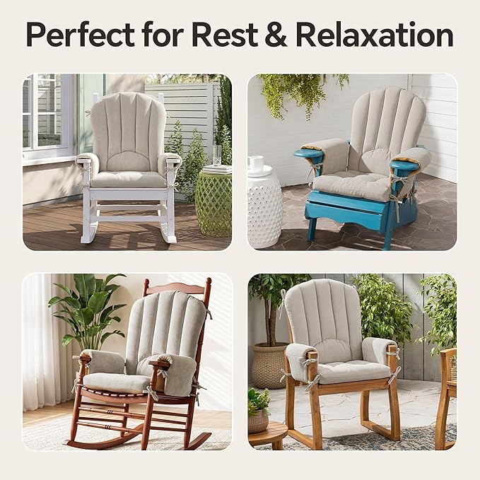 BALAPET Wingback Rocking Chair Cushion Set of 4, Ergonomic High Back Cushion
