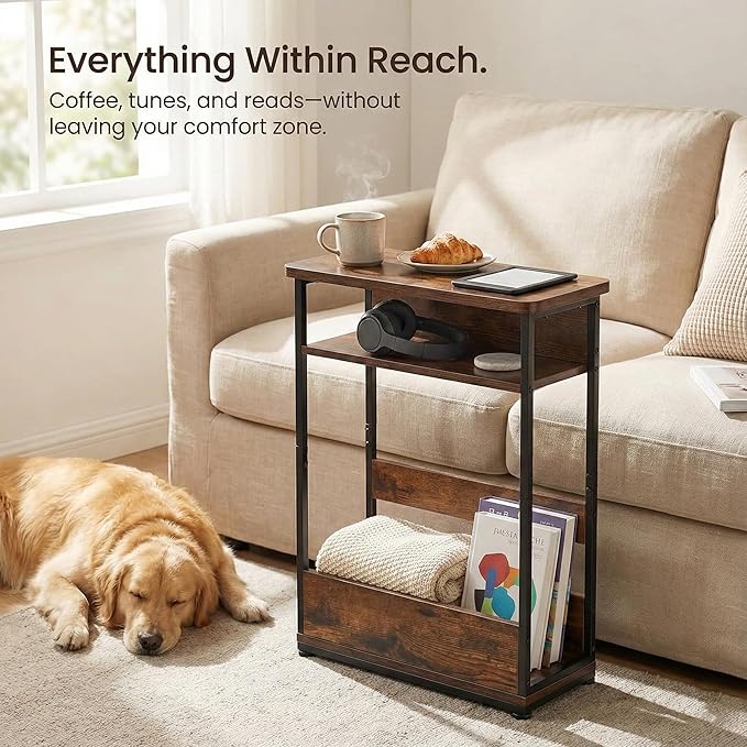 Narrow Side Table, 3-Tier Slim End Table