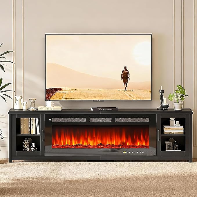 MXV 80" Fireplace TV Stand, Modern Entertainment Center