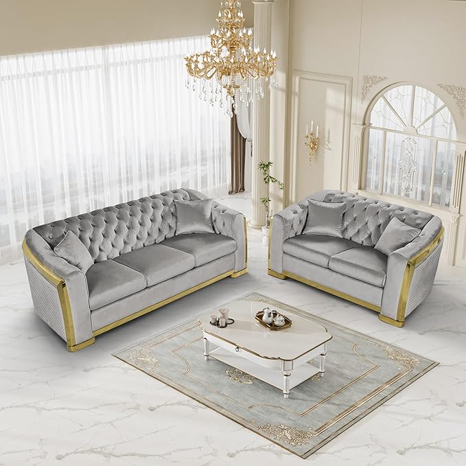 DAMAIFROM Mid Century Modern Chesterfield Sofa Couch, 3 Seat Tufted Sofas