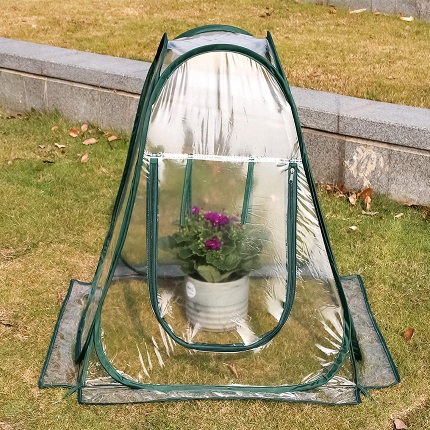 Pop up Greenhouse Cover, Transparent PVC Mini Small Grow Plant House Tent, Gardening Flowerpot Warm Room Backyard Flower Shelter for Indoor Outdoor (27"x27"x31")