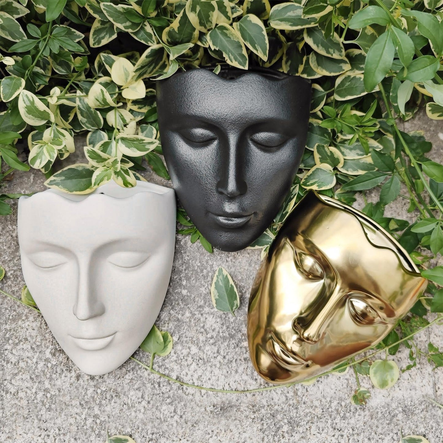Ceramic Female Form Face Vase - Modern Sculpture Planter Pot, Human Face Shaped Vase, Wall Hanging Plant Pot with Drainage for Home Decor Centerpieces, Office or Outdoor Hanging Decor