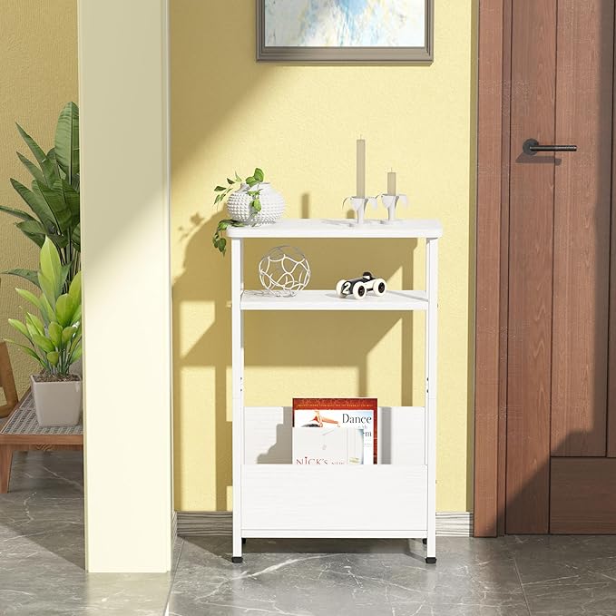 THUMEYE 7.1" Narrow Side Table for Small Spaces, 3 Tier Small End Table