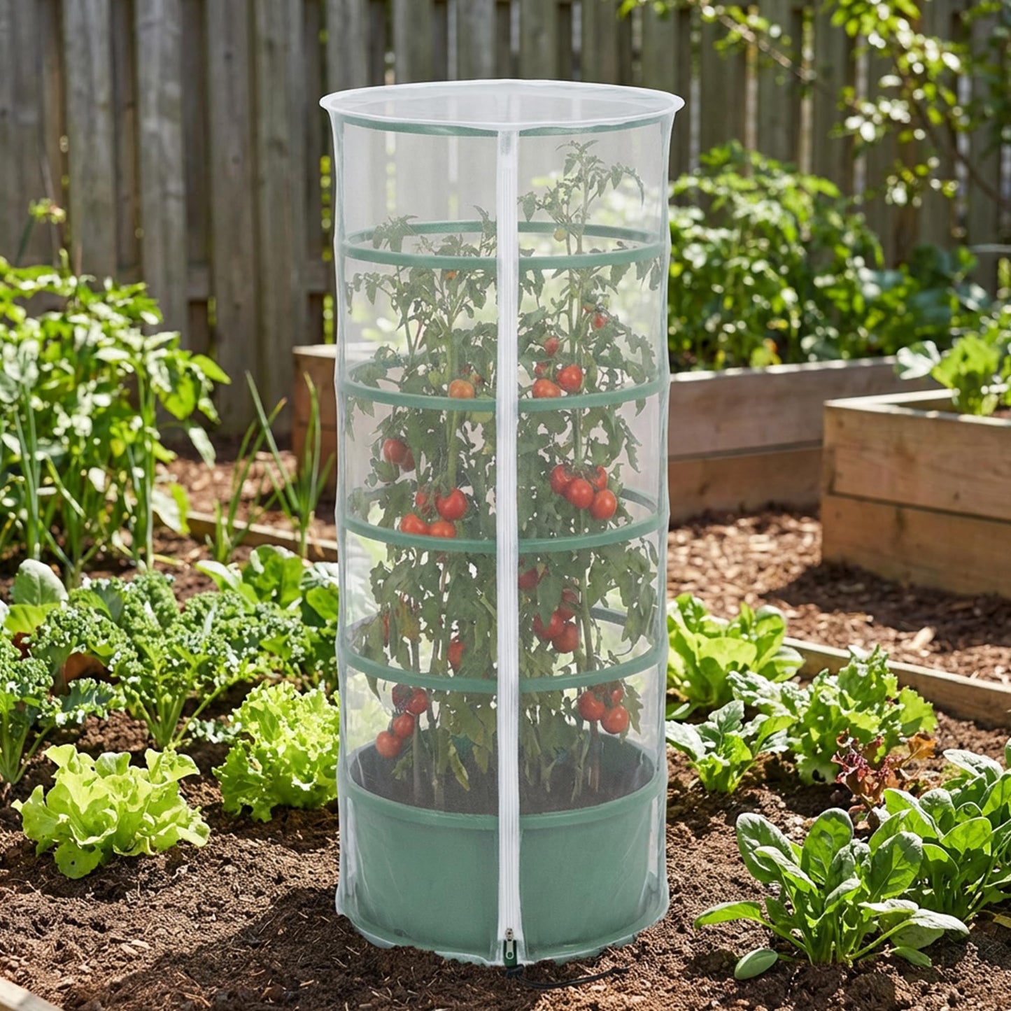 2 Pcs Vertical Plant Pot Insect Netting with Zipper, 59"x22" Stackable Planter Garden Net Cover, 6 to 7 Tier Planter Pot Insect Bird Barrier Protection Mesh for Strawberry Herb Flower Fruit Vegetable