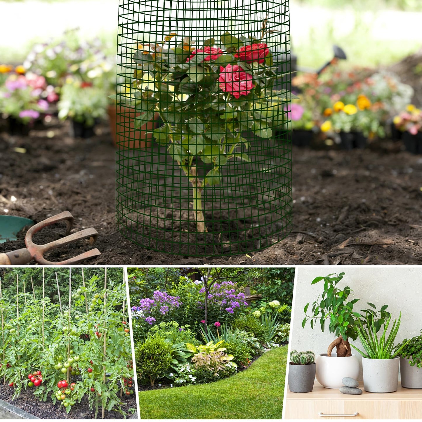 Soleeya 21Pcs 24"x 12" Plant Protectors from Animals, Wire Protectors for Plants, Plant Cages Chicken Wire Cloche with Ground Stakes and Nylon Ties for Garden Flower Vegetables (7 Set)