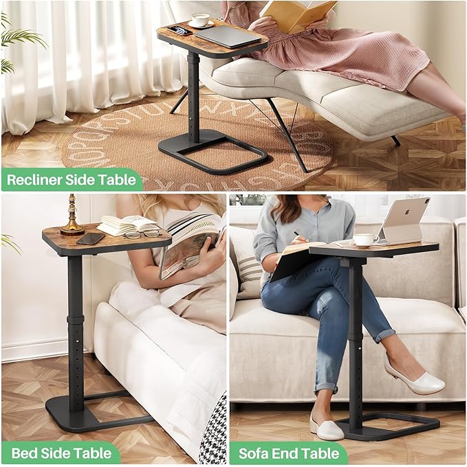 Kitstorack TV Tray Table, Adjustable Height & Flip-Top & Rounded Metal Corners