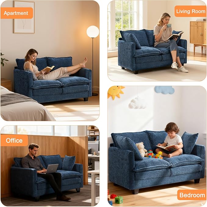 Loveseat Sofa Cloud Sofa Couch 50'', Modern Loveseats 2 Seat Couch 27" Deep Seat